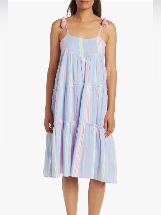 Anthropologie Dresses & Skirts - Anthropologie dRA Los Angeles 100% Cotton Light Blue Neon Striped Summer Dress